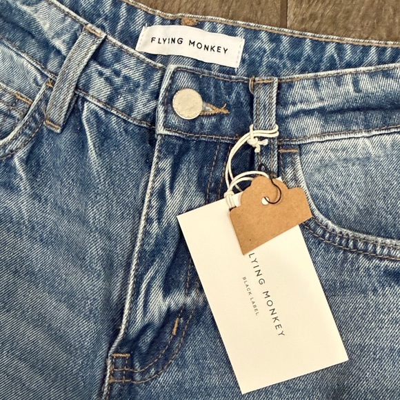 NWT Flying Monkey Saltwater Super high rise distressed straight ankle Blue Jeans - Picture 5 of 5